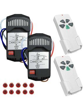 2 Pack Universal Ceiling Fan Remote Control Kits with Light Dimmer 3 Speed Fan